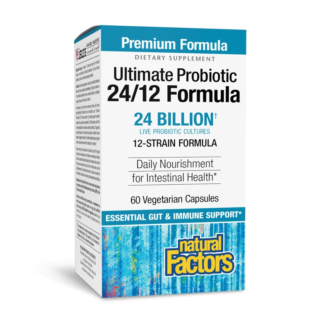 Factori naturali Probiotic Ultimate 24/12 Formula - Digestive Health Supplement with Probiotices - Imunity & Gut Health Supplement - 60 Vegetarian Capsules (60 Servings)