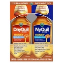 VICKS DayQuil & NyQuil Severe Arovă de miere Co-Pack, Rece & Gripă Medicina, Relieves Dureri de cap, Febră, Sore Throat, Dureri minore & Dureri, Congestie nazală, Sinus presiune, Stuffy nas, și tuse, 2x12oz