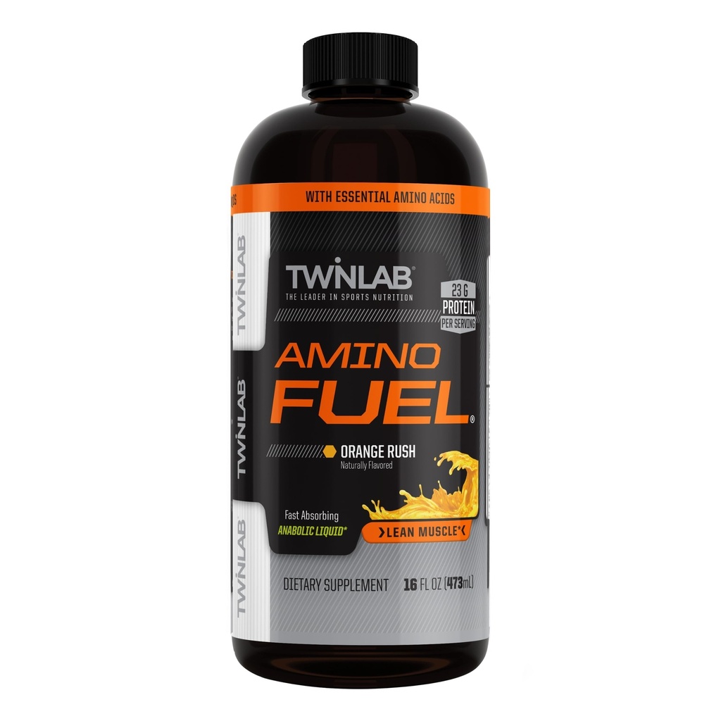 Twinlab Amino Fuel - Pre-workout și post-workout Energy Drink & Supplement -16 fl oz, Orange Rush