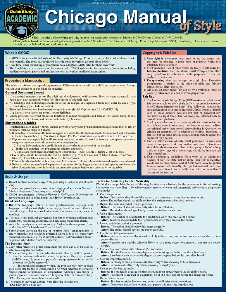 Chicago Manual de ghid de stil: Quickstudy Digital Guide