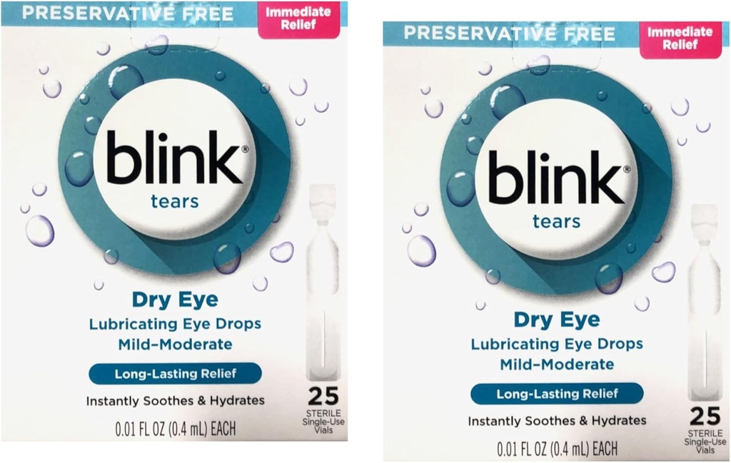 Blink Tears Conservative Free Lubrication Eye Drops 25 ct 0,01 fl oz EA (0,4 ml EA) (Pachet de 2)