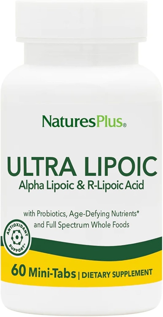 Naturi Plus Ultra Lipoic - 60 Mini-Tab-uri bi-Layered - Suportă Free Radical Defenses cu Probiotice, Nutrients & Whole Food Concentrats - Gluten Free - 30 Servings