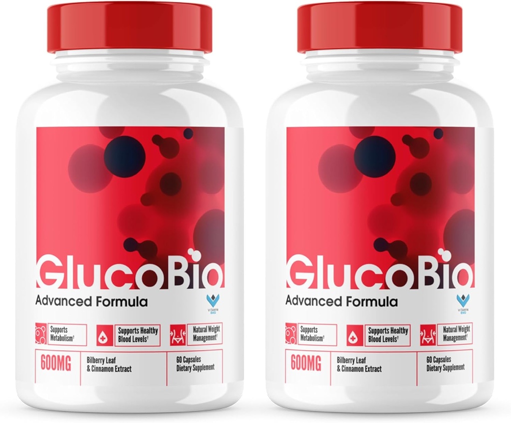 (Official 2 Pack) Capsule Glucobio, Gluco Bio Blood Support Pastile Advanced Formula, GlucoBio Toate Ingredientele naturale, GlucaBio Putere maximă, Glucbio, Glucobio sânge, Glycogen Support (120 Caps)