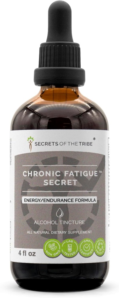 Secretele tribului - Secretul oboselii cronice, Suplimentul vegetal Blend scade extractul lichid de alcool, Formula energie/durabilitate (4 fl oz)