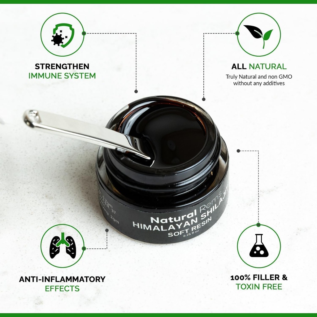 Natural Rems Organic Shilajit - Shilajit Pure Himalayan Organic - Pure Shilajit Suplimentul de acid pelvian - Shilajit Energy and Focus - Holistic Health Supplements...