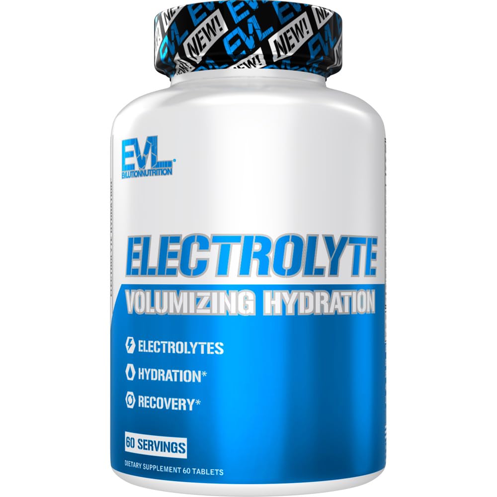 Evlution Nutrition Volumizing Electrolyte Hidratare tablete - Supliment rapid de rehidratare - Recuperare și recuperare - Conține 8 Electroliți cheie - Vegan, Gluten-Free, și Keto Friendly - 60 Serviri