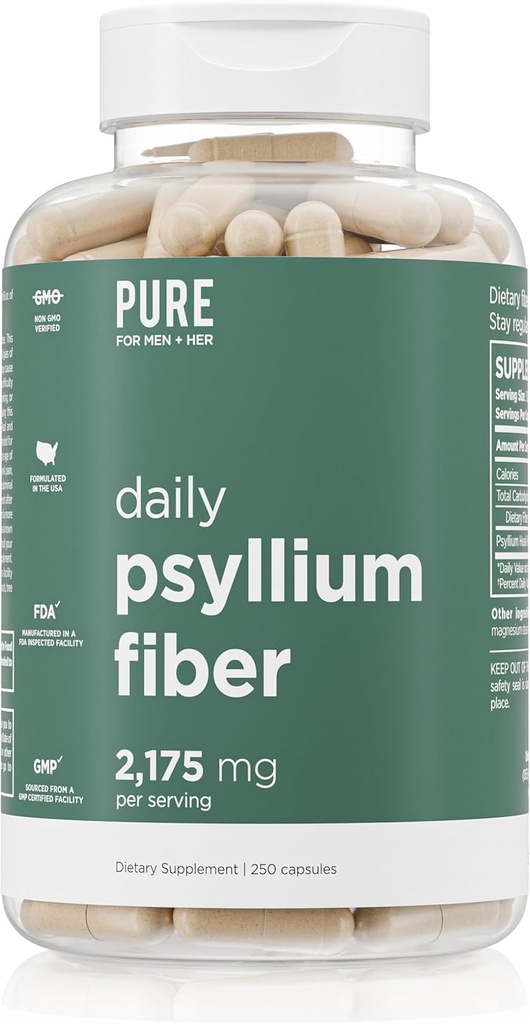 Pure pentru Men Zilnic Psyllium Husk Fiber Supliment pur pentru ei 