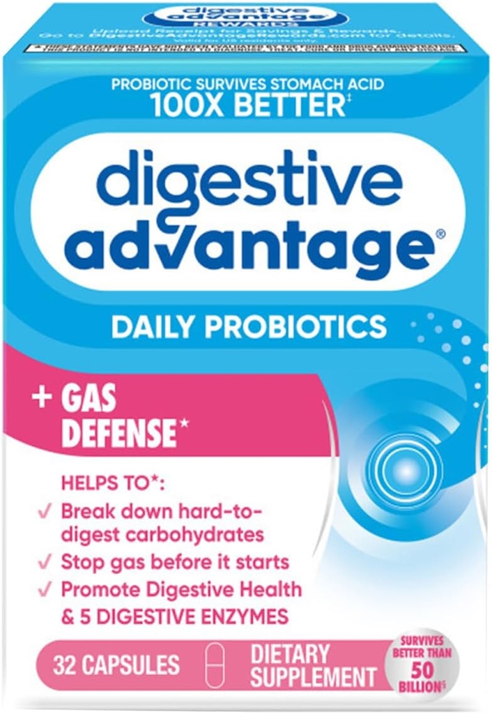 Avantaje digestive Enzime rapide Acting + Zilnic Probiotic Preveni gaz și rupe în jos particule alimentare 32 capsule conte
