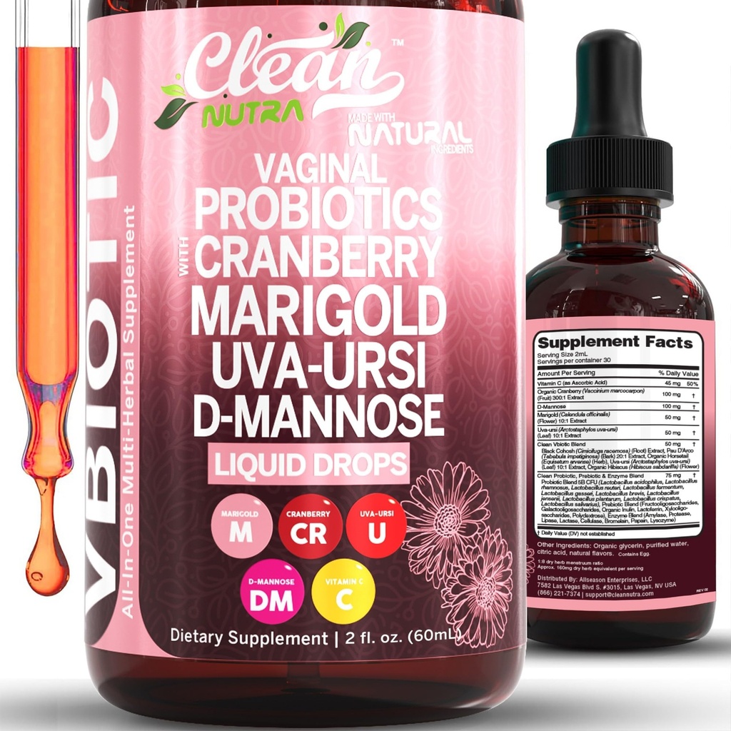 Clean Nutraceuticals VBiotic Vaginal Probiotic pentru femei Picături lichide 