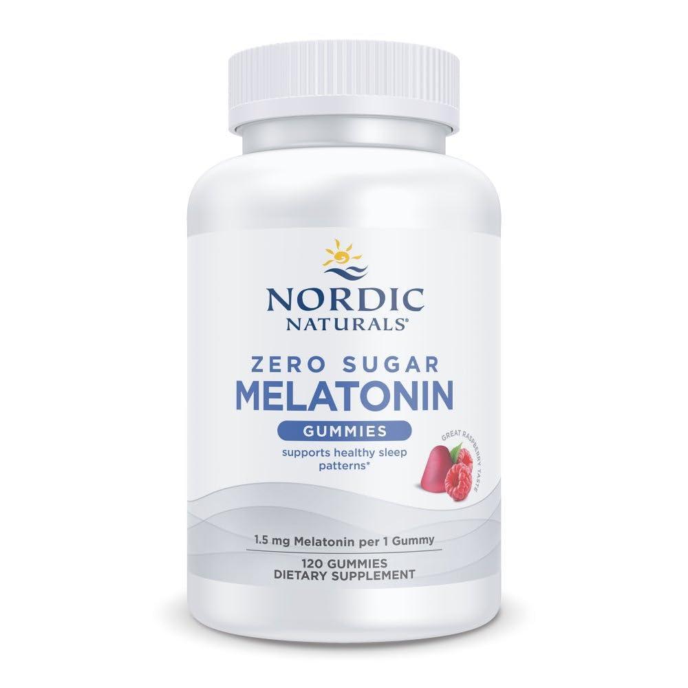 Nordic Naturals Zero Sugar Melatonin Gummies, Raspberry - 120 Gummies - 1,5 mg Melatonina - Great Gust - Somn odihnitor, Suport Antioxidant - Non-GMO, Vegan - 120 Servings