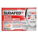 Sudafed PE Presiune sinusală + Tablete de ameliorare a durerii, Putere maximă, non-drowsy, OTC Sinus Reliever Pain Reliever & Fenilefrină HCl Nasal Decongestionant, 24 ct
