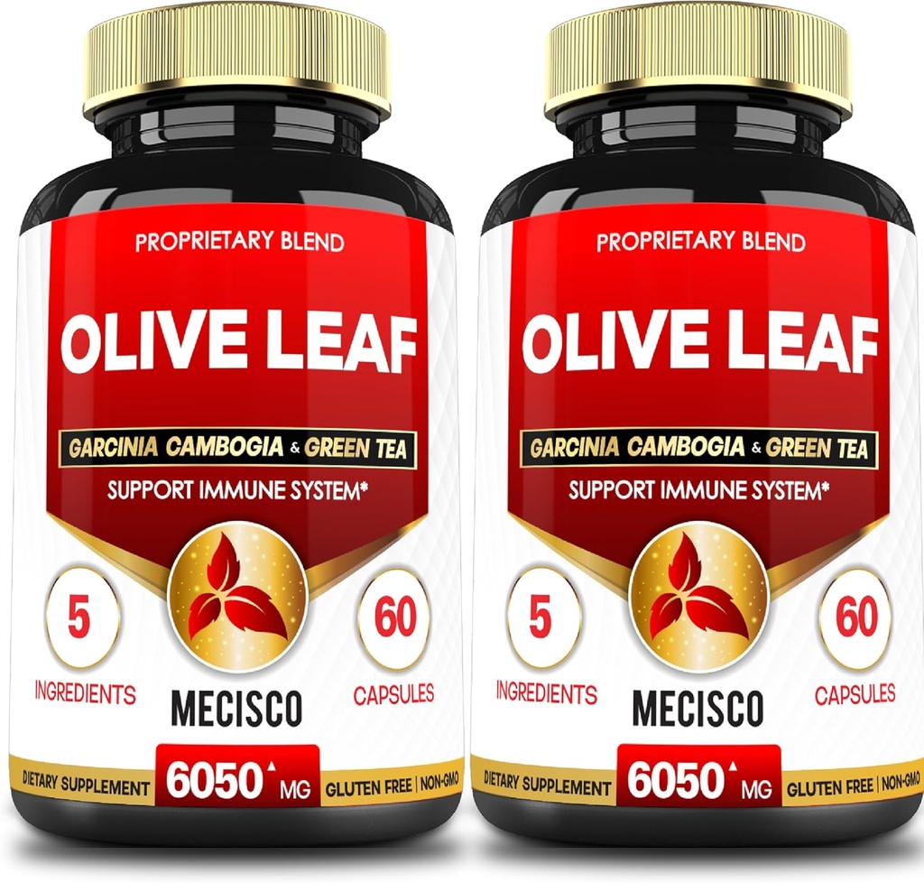 5in1 extract de frunze de măsline pentru 4 luni 6050 mg cu Garcinia Cambogia, Ceai verde, Cafea verde &amp; Pepper negru - Sanatate cardiovasculara, bine de sprijin si imun - 2 ambalaje 60 capsule