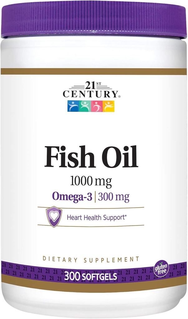 21st Century Fish Oil 1000 mg Softgels, 300-Count (Pachet de 3)