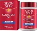 Șapte mări Cod ulei de ficat de mare cu Omega 3 Plus vitamine D & E 120 capsule