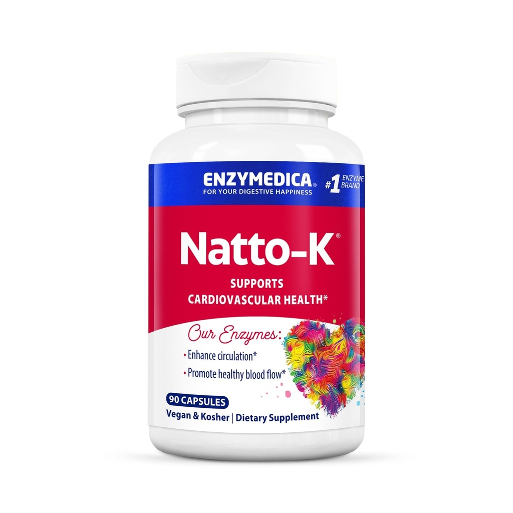 Enzymedica, Natto-K, Nattokinaza Supliment, Promoveaza sanatatea si circulatia inimii, 90 Conte