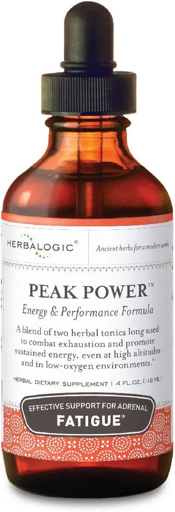 Herbalistic - Picaturi de Herb lichid Putere de vârf - Stimulant-Free Natural Energy Formula pentru a combate Obosealăa Adrenala & Imbunatatirea Rezistenta Fizica - Contine American Ginseng & Astragalus - 4 Fl. Oz.