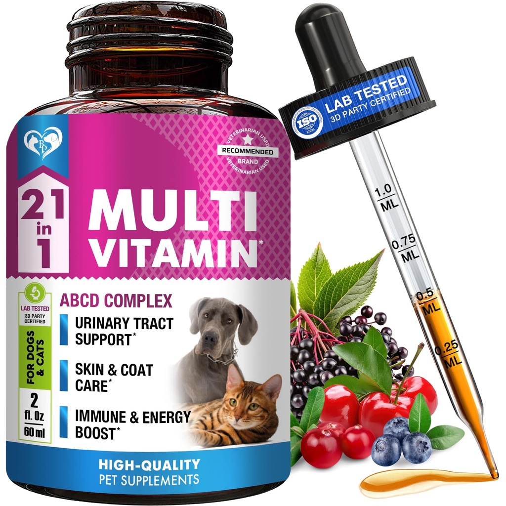 Cat & Dog Multivitamine lichid cu glucosamină și afine 