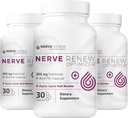 Optimizer NERVE RENEW, 3 cutii (90 capsule) - 300 mg Acid R-alfa lipoic stabilizat pe capsulă pentru suport natural discomfort nervos - Absorbţie rapidă - siguranţă şi toate naturale