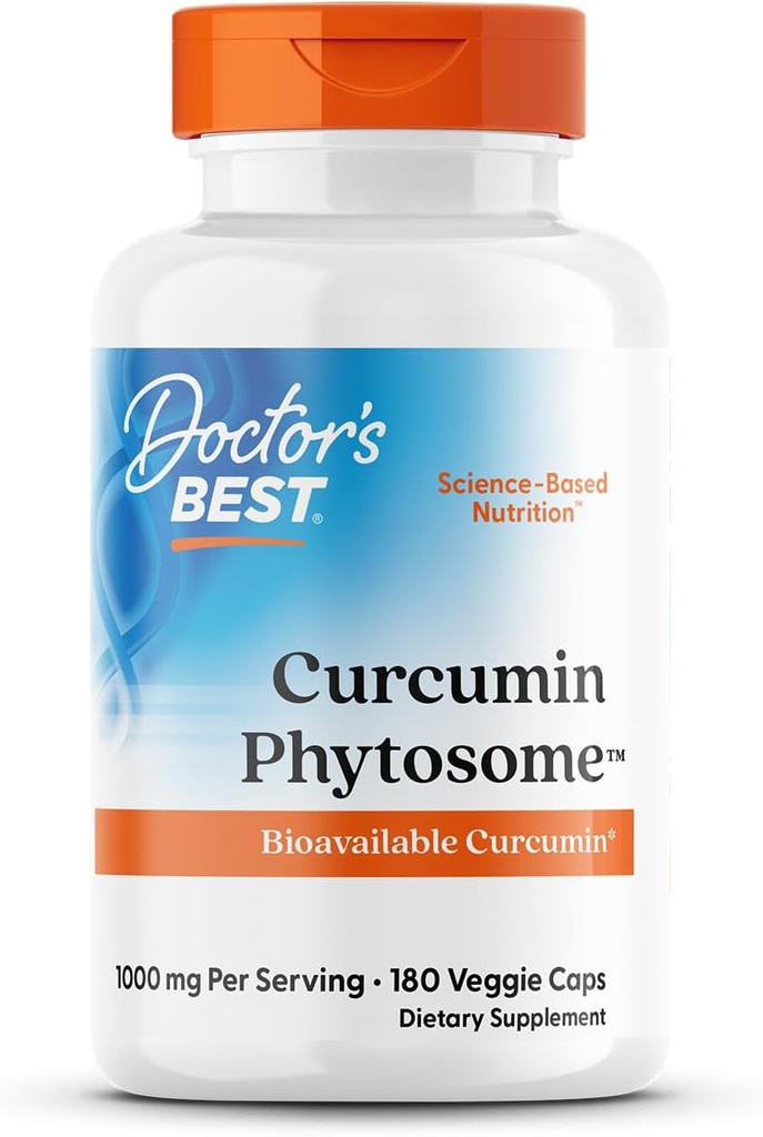 Doctori Cel mai bun Curcumin Fitozom, Curcumin Biodisponibil, Non-GMO, Gluten Free, Soy Free, Vegan, 1000mg, 180 Veggie Caps