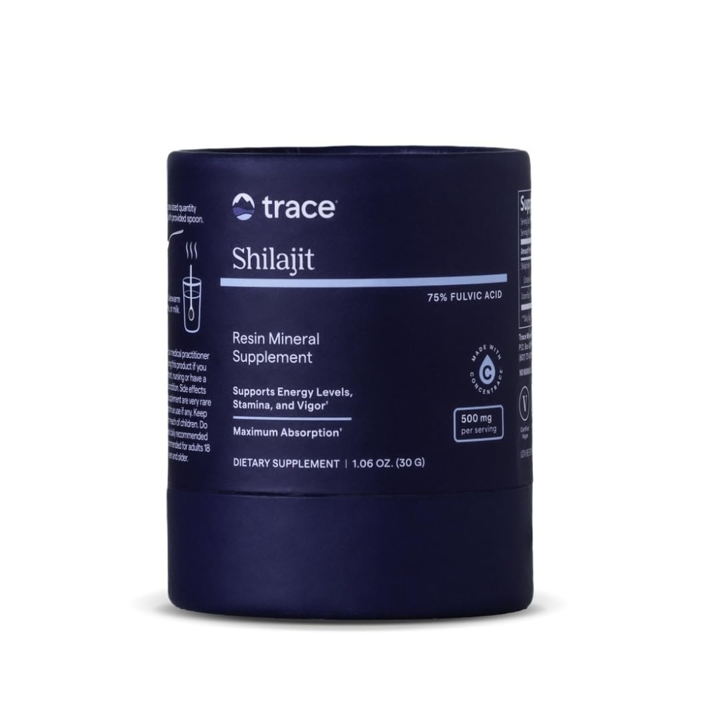 Trace Minerale Shilajit Resin 500mg - Supliment alimentar pentru creier si sanatate digestiva - Suplimentul mineral pentru a ajuta Imuna sanatate si Daily Energy - Formula cu acid fuzelian - 30g (despre 60 Serviri)
