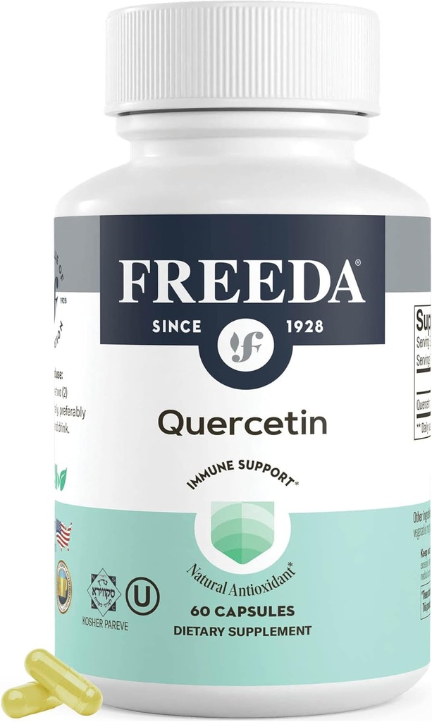 GRATUITDA Querbetin 500mg - Pure Querbetin Supliment pentru Histamină & Imun, Heart Health & Antioxidant Beneficii - Gluten gratuit, Suplimentul de sănătate Vegan pentru adulți Kosher Certified (60 capsule)