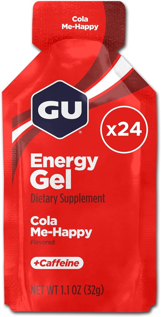 GU Energie Original Sports Nutrition Energy Gel, Vegan, Gluten-Free, Kosher, și lactate-Free On-the-Go Energie pentru orice antrenament, 24-Count, Cola Me-Happy