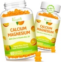 Gume de zinc de calciu Magneziu cu vitamina D3 și K2, glicinat de magneziu de înaltă absorbție Potasiu pentru stare de spirit imună și calmă, Flavor portocaliu Vegan 120 Gume