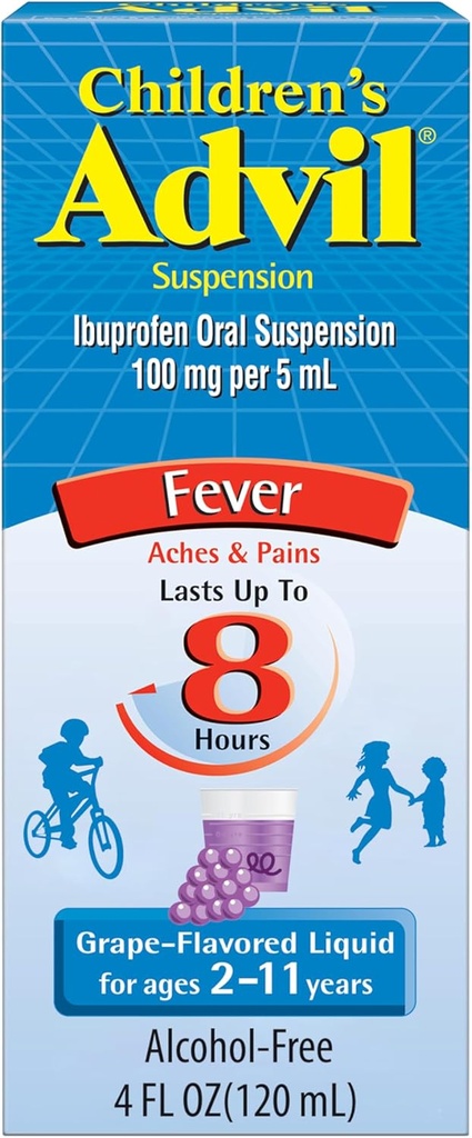 Copii Advil Pain Reliever și Reducere a Fevei, Ibuprofen pentru copii Relief Pain Medicine, Struguri - 4 Fl Oz