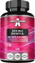 APOLLO'S HEGEMONY Double Inositol 120 Capsule Vegane - Myo-Inositol + D-Chiro-inozitol în Optimal 40:1 Ratio - 615 mg per capsulă - 4 luni de aprovizionare - Vitamina B8 Supliment