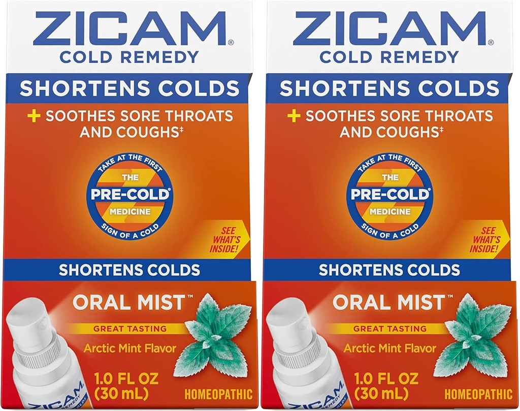 Zicam Rece Remedy Zinc Arctic Mint Oral Mist, 1 Ounce (Pachet de 2)