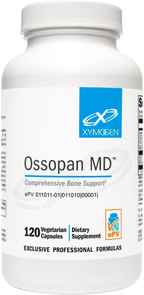 XYMOGEN Ossopan MD - Susţine rezistenţa osoasă + sănătatea osoasă - Suplimentul de calciu cu hidroxipatită microcristalină, fosfor, vitamina D3 şi malat de magneziu (120 capsule)
