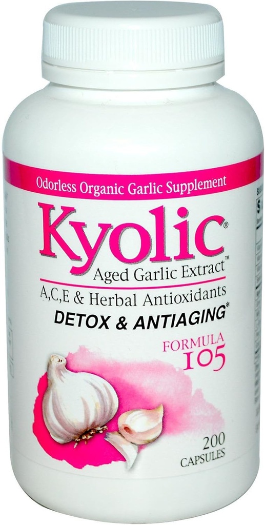 Kyolic Aged Usturoi ExtractTM Detox și Anti-Aging Formula 105 -- 200 Capsule