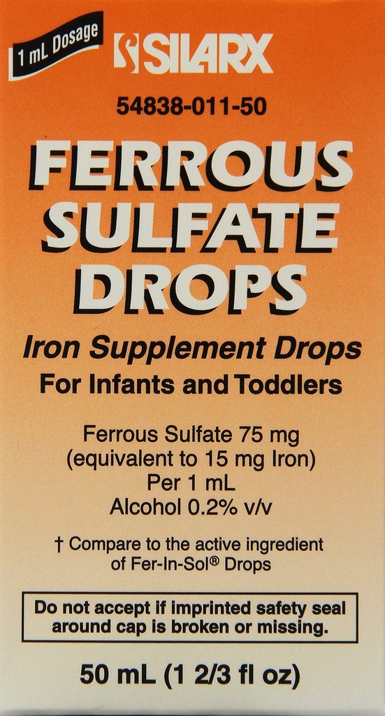 Ferosulfat de fier 15mg/ml Supliment picături 50ml Pachet de 3 sticle