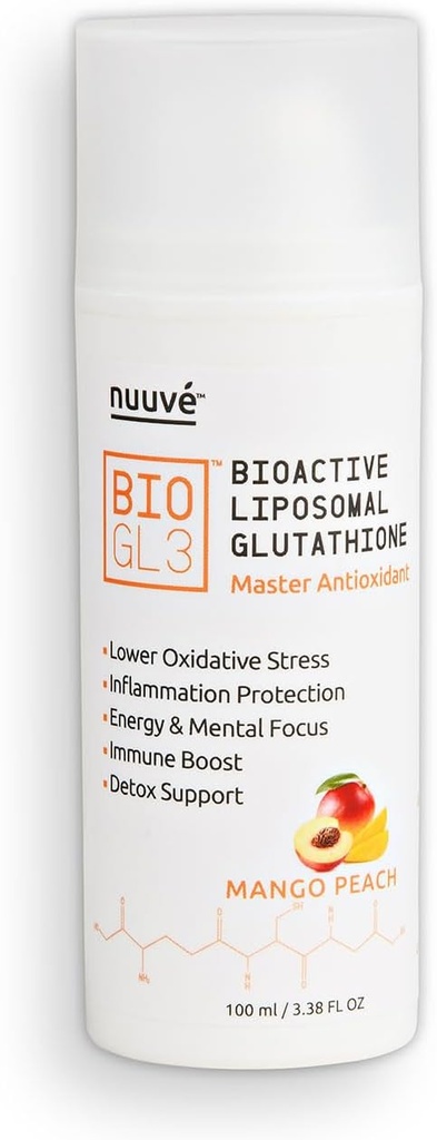 BIOGL3 Bioactive Liposomal Glutatione 446mg. Ultra Potent Pure Patentat în Dispenser fără aer. Absorbţie rapidă, scade stresul oxidativ şi inflamaţia. +Energy, Detox, Immune Boost, Focus