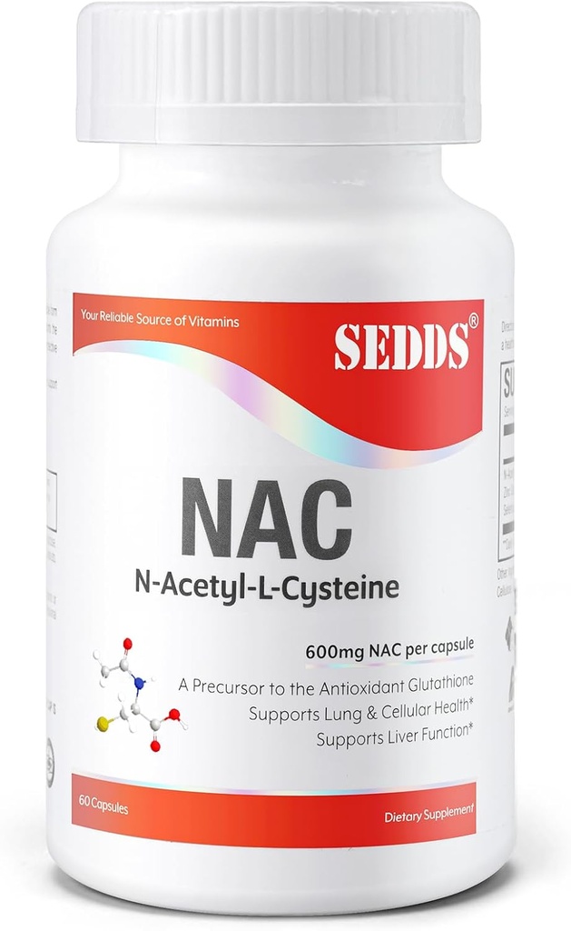 Suplimente, N-Acetyl Cysteine (NAC) 600mg, 60 Veg capsule - non-GMO, gluten gratuit