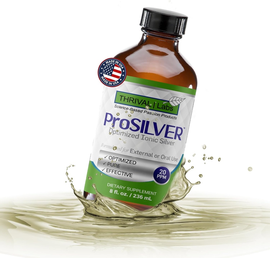 Ionică lichid de argint coloidal 20 PPM Bio Active pentru suport imunitar Sticla de sticlă 8 oz Supliment organic