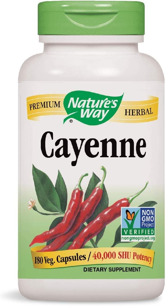 Natura's Way Cayenne 40.000 SHU Potență, 180 Capsule vegetariene, Pachet de 2