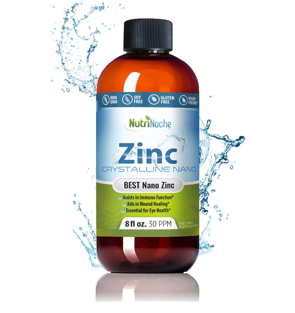 Suplimentul de zinc lichid de Nutrinoche: picaturi lichide organice - alternativa de zinc si picolinat ionic - 99.99% Ultra pure de cristal Nano particule - pentru adulți și copii - (8 oz)