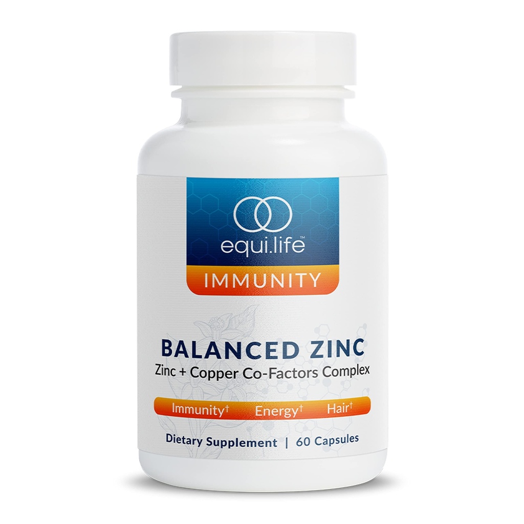Equilife Echilibrat Zinc, 15 mg Zinc & Copper Co-Factor Complex Supliment cu vitamina C & Vitamina B6 pentru Daily Imunity and Wellness Support, Gluten Free, Vegan, Non OMG, 60 capsule