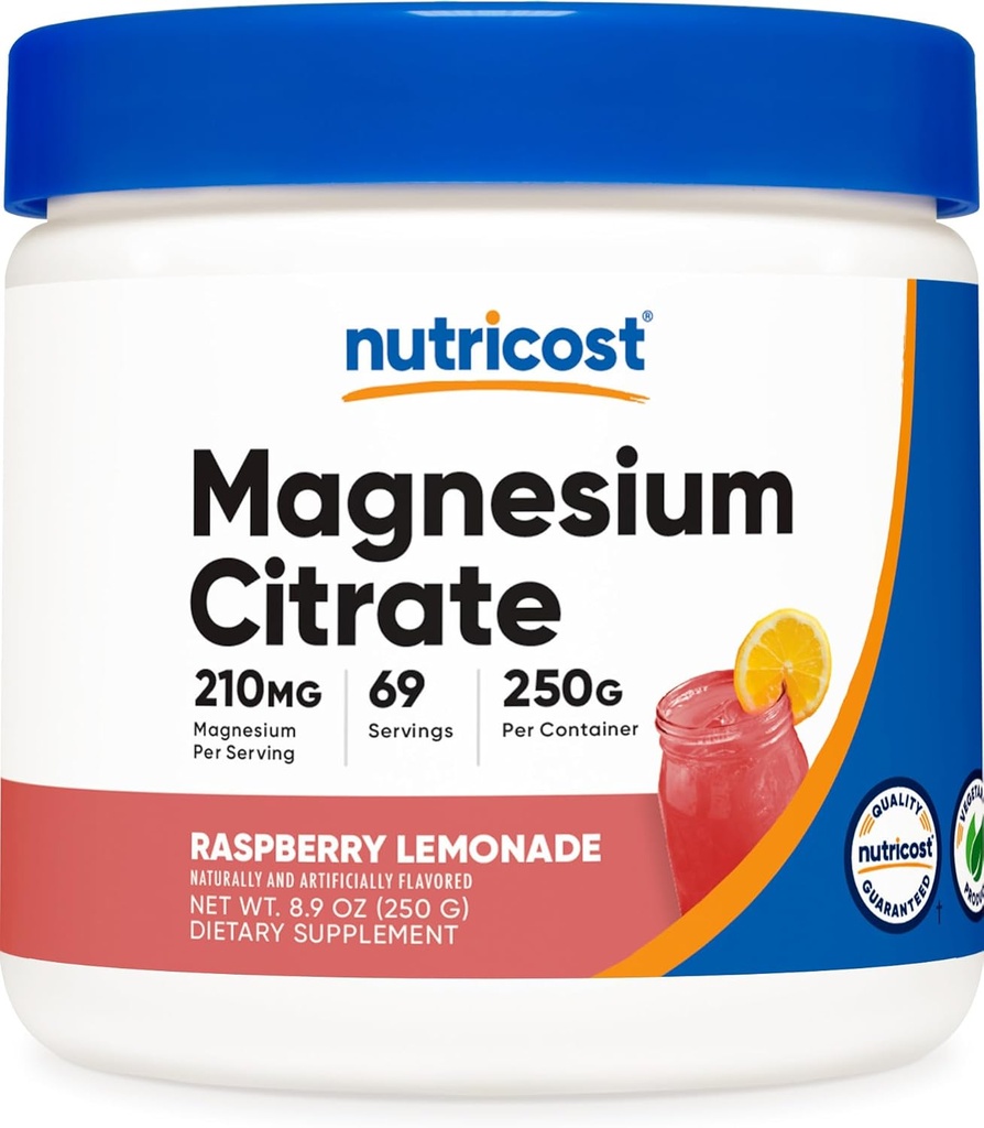 Nutricost Magneziu Citrat pulbere (Zmeură Limonadă, 250 Gram)