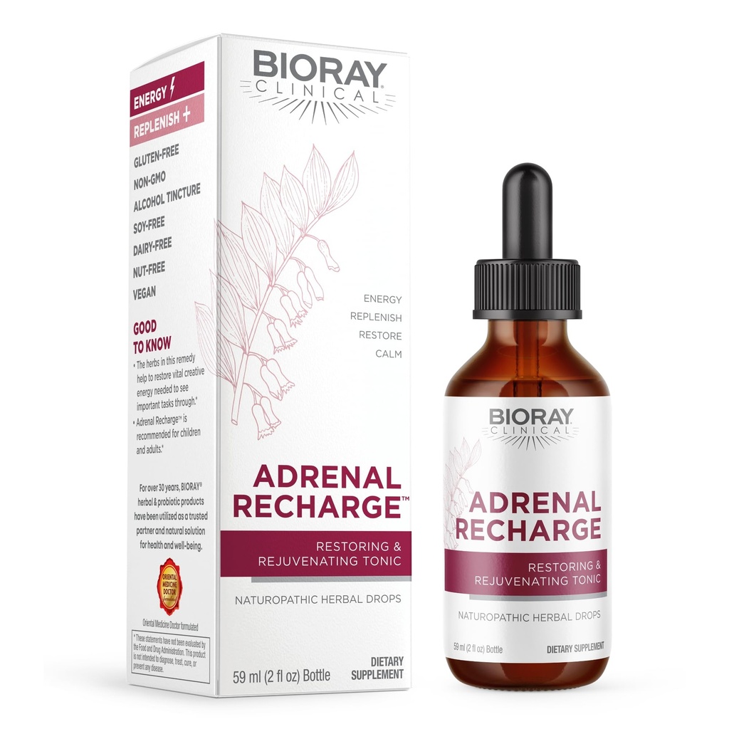 BIORAY Reîncărcare clinică adrenală - 2 fl oz - Restaurarea și întinerirea tinctură alcool - non-GMO, Vegan, Gluten gratuit