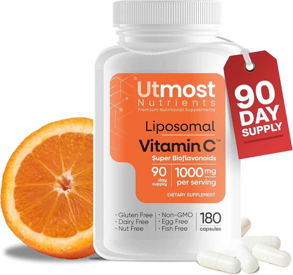 Vitamina lipozomala C - 1000MG VIT C & 100MG Super Bioflavonoid Complex pentru wellness îmbunătățit 