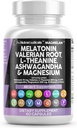 Clean Nutraceuticals Melatonin 10mg Root Valerian L Theanine 200mg Ashwagandha - Sleep Support for Women & Men with Magnezil Complex, Lemon Bals, Chamomile, & Passion Flower - 60 Caps