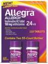 Allegra 24 oră în interior şi în exterior Alergie Relief 180 mg 55 comprimate, ambalaj de 2 (110 ct.)