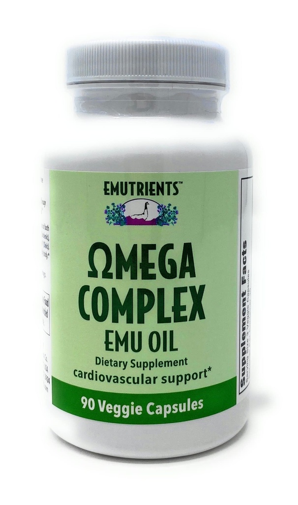 Montana Emu Ranch - Emutrients Omega Complex Emu Oil 750mg (90) Veggie Caps - Supliment alimentar pentru suport cardiovascular* - Omegas 3, 6, 7 și 9