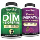 Nutrivein Premium Resveratrol Capsule și supliment DIM Bundle: Suplimentul Resveratrol de mare absorbție și DIM pentru recuperare, echilibru și vitalitate