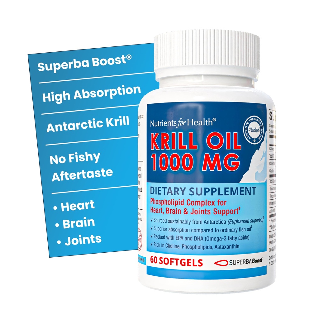 Rawleigh Premium Red Krill Oil: 60 Non-GMO Softgels, 1000 mg de Euphasia Superba Oil pe zi, Rich in Choline, Fosfolipide, Astaxanthin, EPA & DHA Omega-3 acizi grasi, pentru inima, articulatii, sanatatea creierului