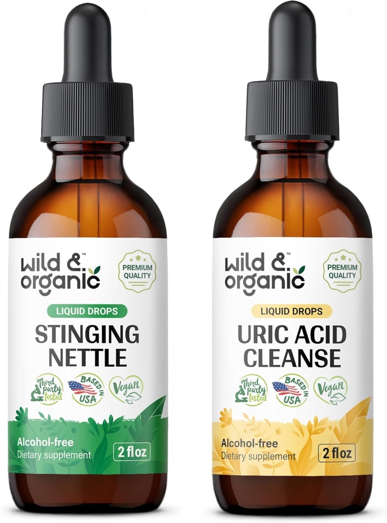 Stingător sălbatic și organic Root Root Tinctură 2 fl oz & Acid uric Cleanse Tincture 2 fl oz