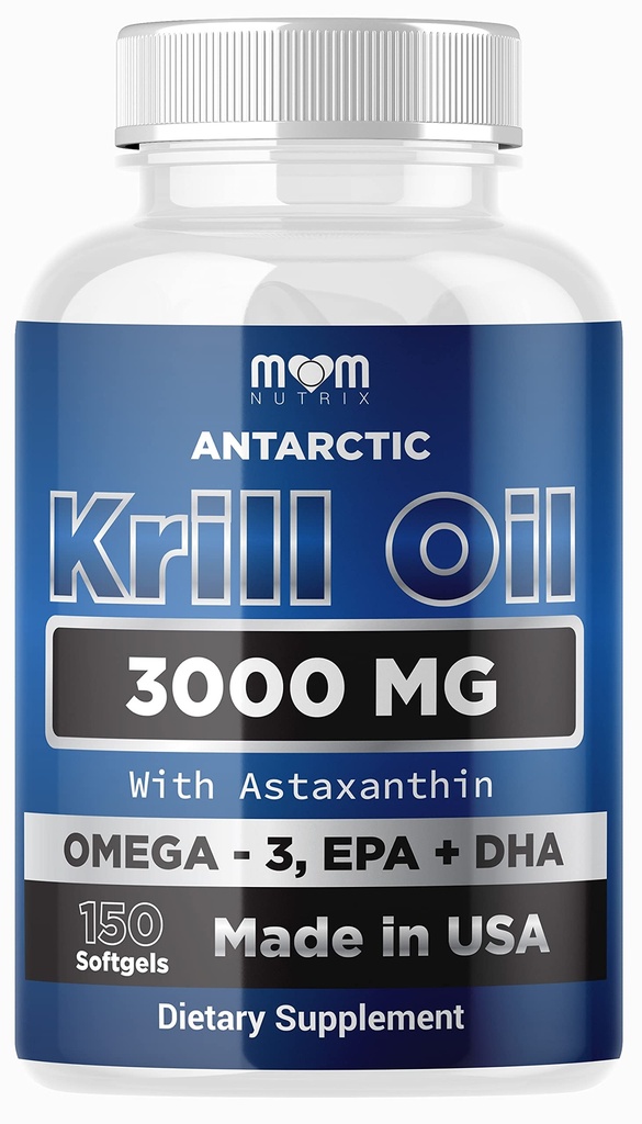 MOM JOEL NUTRIX Antarctic supliment de ulei Krill - 150 Softgels - EPA de înaltă absorbţie, DHA, Astaxantin & Fosfolipid - Nu gust de pește ca ulei de pește - Made in USA