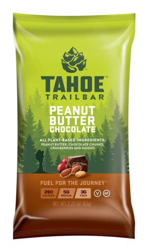 Tahoe Trail Bar, Plant-Based Natural Energy Bar (2,22 Ounce Proteine Bar, 12 Conte) Proteină mare non-GMO, Gluten-Free, Vegan Sanatos gustari - Unt de arahide Ciocolata